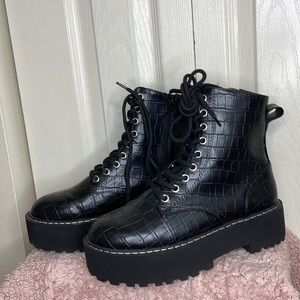 Black combat boots